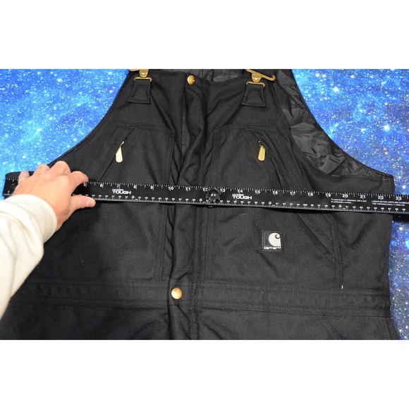 Carhartt Bib Overalls Pants Mens 40x30 Black Arctic Quilt Lined Zip USA Work - Picture 5 of 7